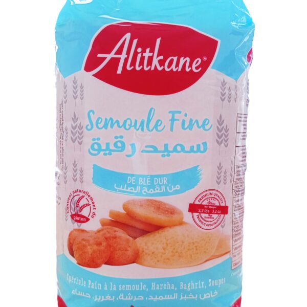 Alitkane Moroccan Semolina Fine, For Harcha, Baghrir and Soups, 1 kg