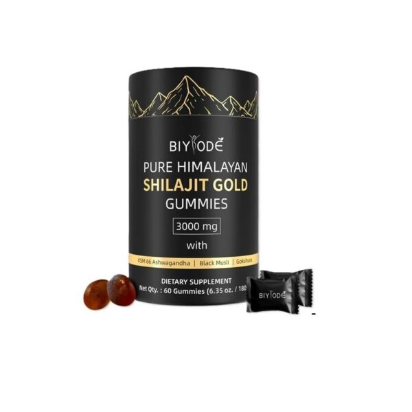 Biyode Pure Himalayan Shilajit Gold Gummies, 60 Gummies, 3000 mg